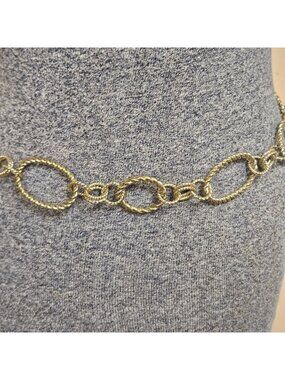 Gold Tone Womens Statement Belt Large Link Adjustable Fashion Accessory